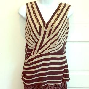 J Crew Striped Silk Top Size 0